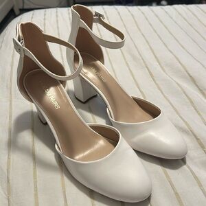 White Closed Toed Heels